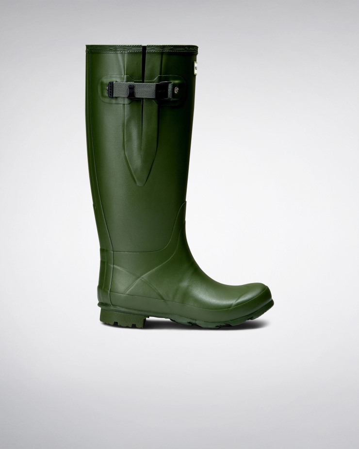 Hunter Norris Field Botas De Lluvia De Ajuste Ancho Vintage Verde