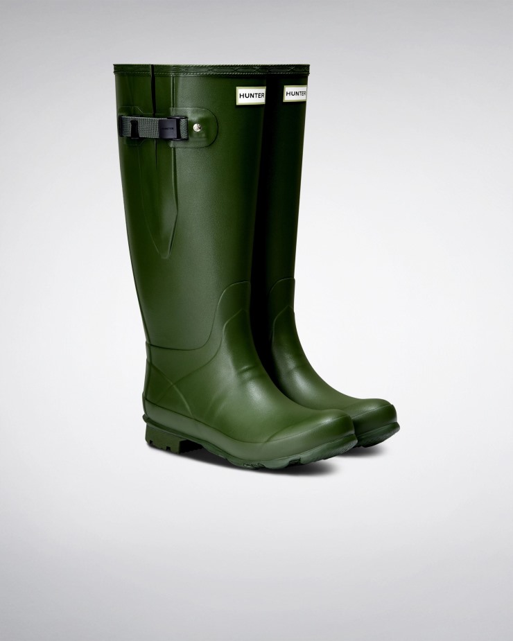 Hunter Norris Field Botas De Lluvia De Ajuste Ancho Vintage Verde