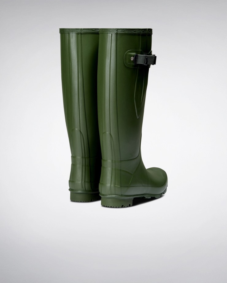 Hunter Norris Field Botas De Lluvia De Ajuste Ancho Vintage Verde