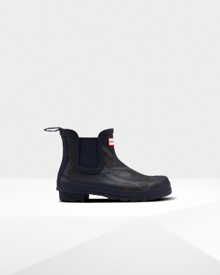 Botas Chelsea Hunter Con Estampado De Mariposas Y Camuflaje Para Mujer Meadow Navy Estampado De Mariposas Y Camuflaje