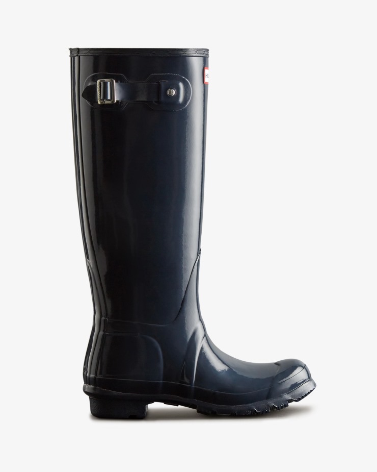 Botas De Lluvia Hunter Mujer Tall Gloss Original Azul Marino