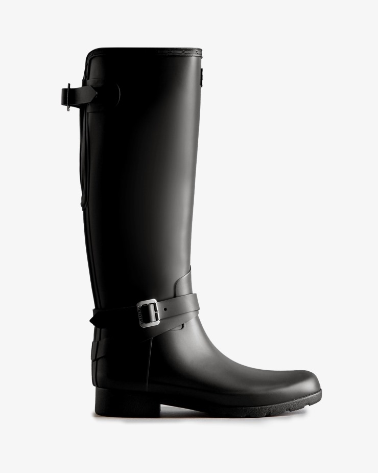 Hunter Botas De Lluvia Altas Ajustables Y Ajustadas Refinadas Para Mujer Negras