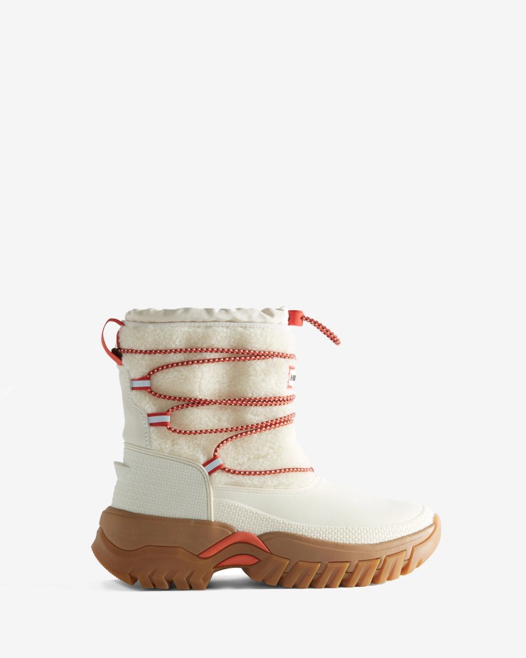 Botas Cortas Para La Nieve Con Aislamiento De Piel De Oveja Vegana Wanderer De Hunter Para Mujer White Willow-Gum