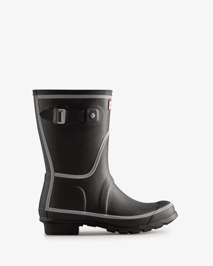 Hunter Botas De Agua Cortas Con Contorno Reflectante Para Mujer Negro